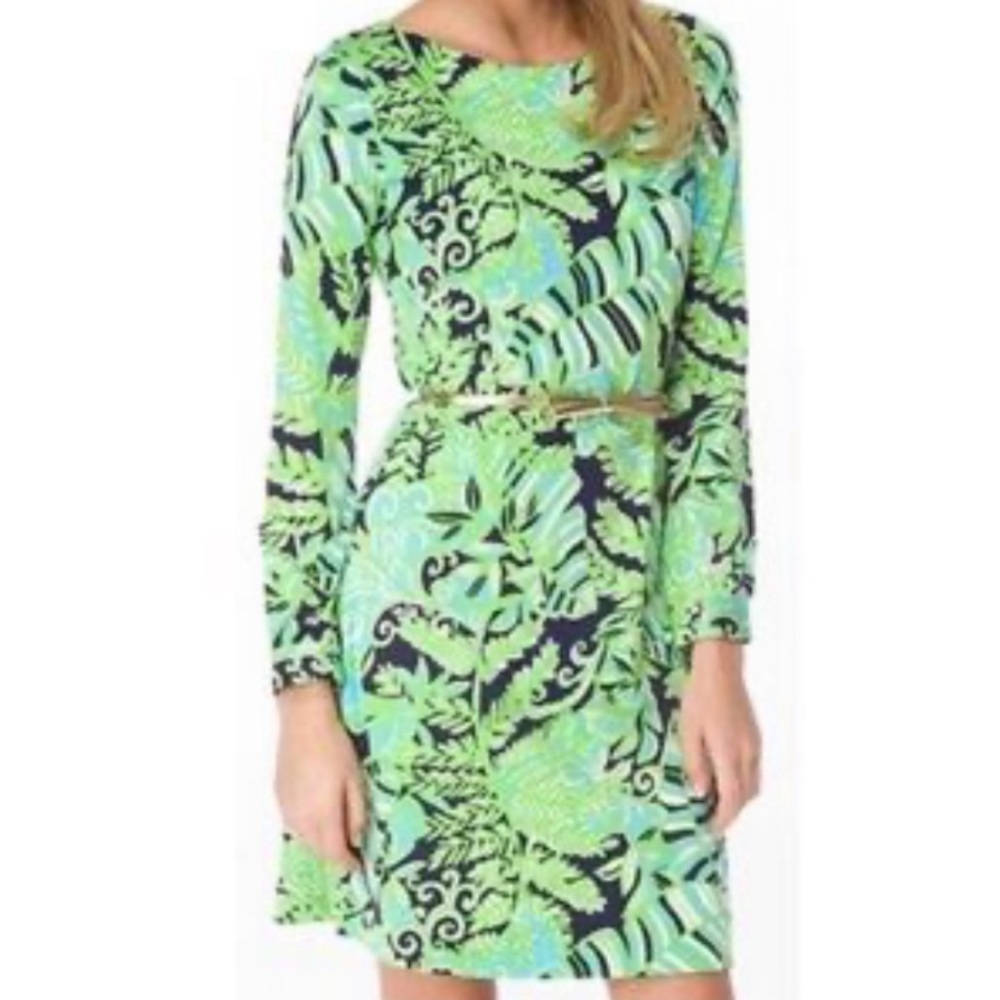 Lilly Pulitzer Bright Navy Blue Green Hot Hot Hot Ritchie Dress Size Medium